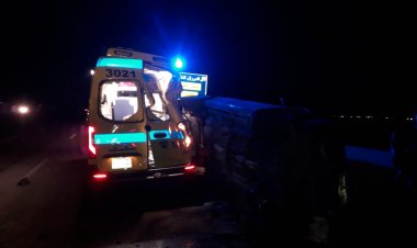 أول صور من موقع حادث الطريق الاوسطى بالبدرشين وإصابة ضابطين ومسعف