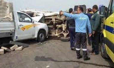 إصابة سائق فى حادث تصادم بين سيارتين أعلى الطريق الدائرى بالبحر الأعظم