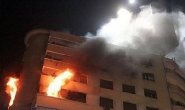 إصابة سيدة في حريق بعقار مكون من 6 طوابق بأرض اللواء