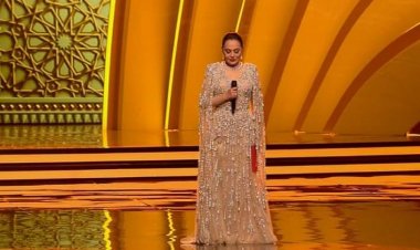 شريهان تلقي كلمة في افتتاح حفل قرعة مونديال قطر 2022