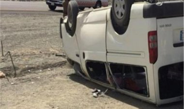 إصابة 11 شخصا في حادث انقلاب ميكروباص بالطريق الصحراوي في البحيرة