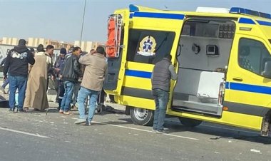 إصابة 5 أشخاص في حادث انقلاب ميكروباص بطريق (مصر - الفيوم) الصحراوي