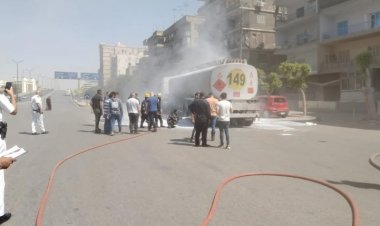 إخماد حريق في سيارة مواد بترولية بمصر الجديدة