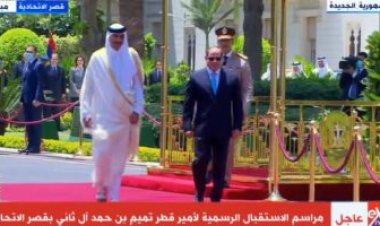 الرئيس السيسي يستقبل أمير قطر بقصر الاتحادية وسط مراسم استقبال رسمية