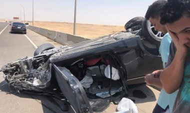 إصابة 8 أشخاص في حادث انقلاب سيارة ميكروباص أعلى طريق الكريمات