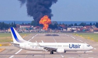 حريق في منطقة مطار سوتشي الدولي بروسيا