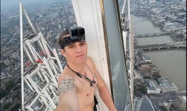 بطول 310 متر.. شاب يتسلق أعلى ناطحة سحاب في بريطانيا والشرطة تضبطه