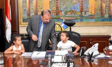 محافظ الإسكندرية يستقبل أطفال حريق شقة العجمي بعد تماثلهم للشفاء