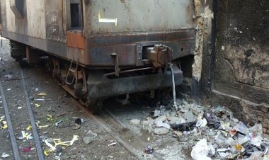 خروج قطار عن القضبان في منطقة إمبابة