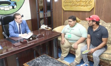 محافظ المنوفية يلتقي بالطفل مصطفى مريض السمنة المفرطة ويقرر مساعدته