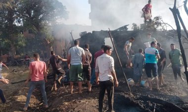 السيطرة على حريق بمزرعة ماشية في المنوفية(صور)