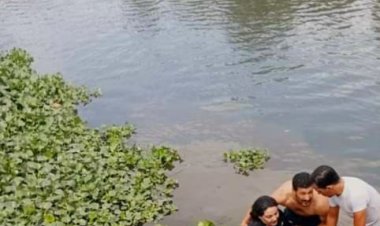 شهامة شاب تنقد سيدة من الغرق بالغربية