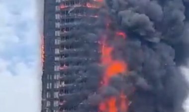 بالفيديو| حريق ضخم يلتهم ناطحة سحاب بالصين