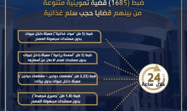 شرطة التموين: ضبط 1685 قضية تموينية