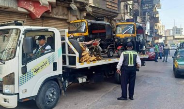 مرور المنوفية يواصل سحب مركبات التوك توك من شوارع شبين الكوم