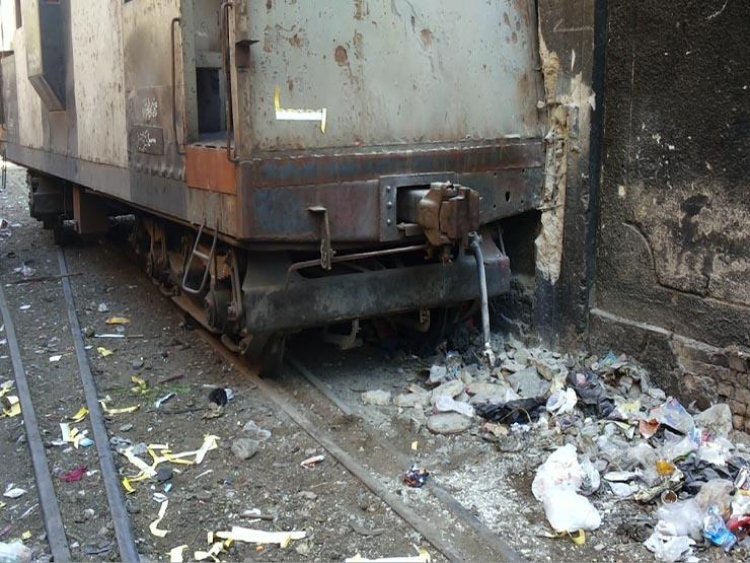 خروج قطار عن القضبان في منطقة إمبابة