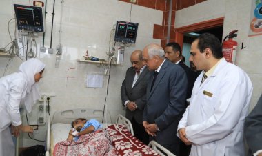محافظ الجيزة يزور الطلاب مصابي حادث مدرسة المعتمدية