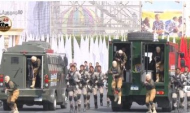 طالبات كلية الشرطة تشاركن بـ«النزول في أثناء الحركة» أمام الرئيس السيسي