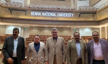 عميد كلية «طب كيل»  بإنجلترا يزور جامعة بنها الأهلية