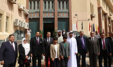 بالصور| الشيخ محمد بن آل نهيان يفتتح  مركز دراسات النقوش والخطوط التاريخية في جامعة الفيوم بمصر