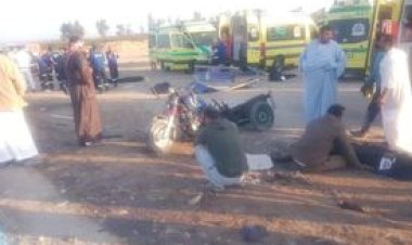 بالأسماء.. مصرع 8 أشخاص في حادث تصادم سيارة نقل وتروسيكل بالبحيرة