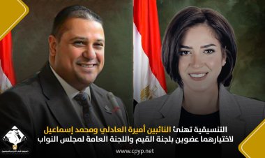 التنسيقية تهنئ النائبين أميرة العادلي ومحمد إسماعيل لاختيارهما عضوين بلجنة القيم