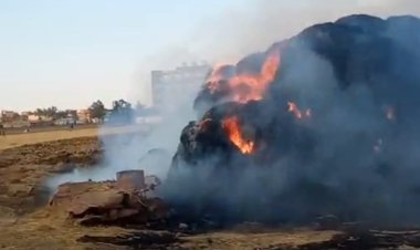 اندلاع حريق هائل بشونة تجميع قش بإحدى قرى الدقهلية