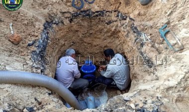 متابعة أعمال إصلاح المحبس العمومي لمياه الشرب بشارع الغابة بحي ثان الإسماعيلية