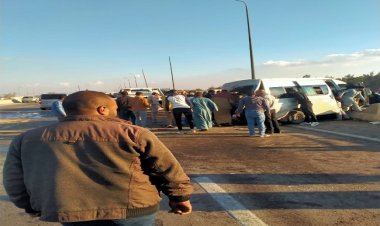 إصابة 10 أشخاص في حادث تصادم ميكروباص مع سيارة ملاكي بطريق مصر إسكندرية