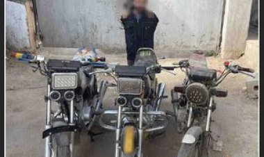 سقوط عاطل سرق 3 موتوسيكلات في السلام