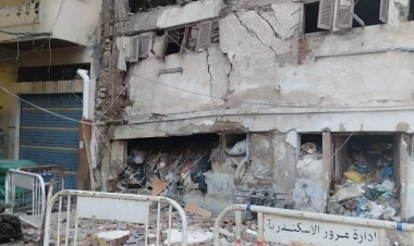 صور| انهيار أجزاء من مدرسة بمنطقة الجمرك في الإسكندرية