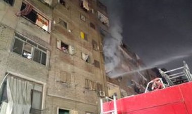 نشوب حريق هائل داخل عمارة سكنية بمنطقة عين شمس