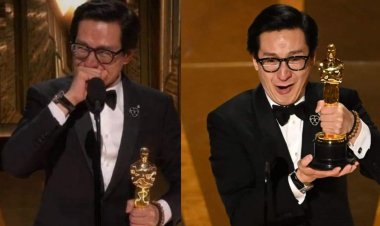 بكاء جوناثان كي كوان بعد فوزه بجائزة أفضل ممثل مساعد في أوسكار 2023