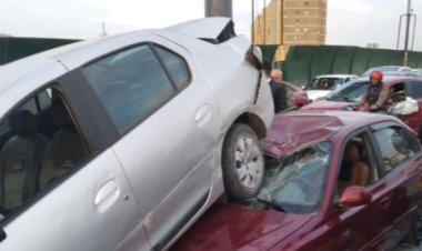 الاستماع لأقوال المصابين في حادث تصادم 3 سيارات أعلى كوبري أكتوبر