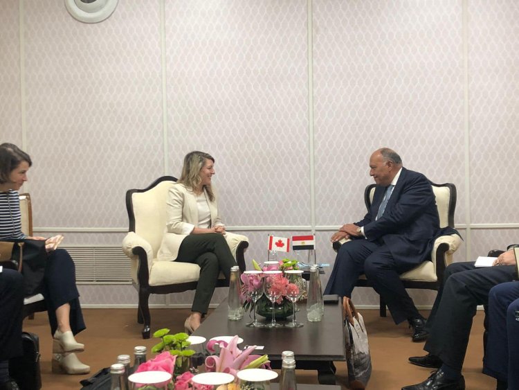 سامح شكري يلتقي مع وزيرة خارجية كندا لبحث التعاون المشترك