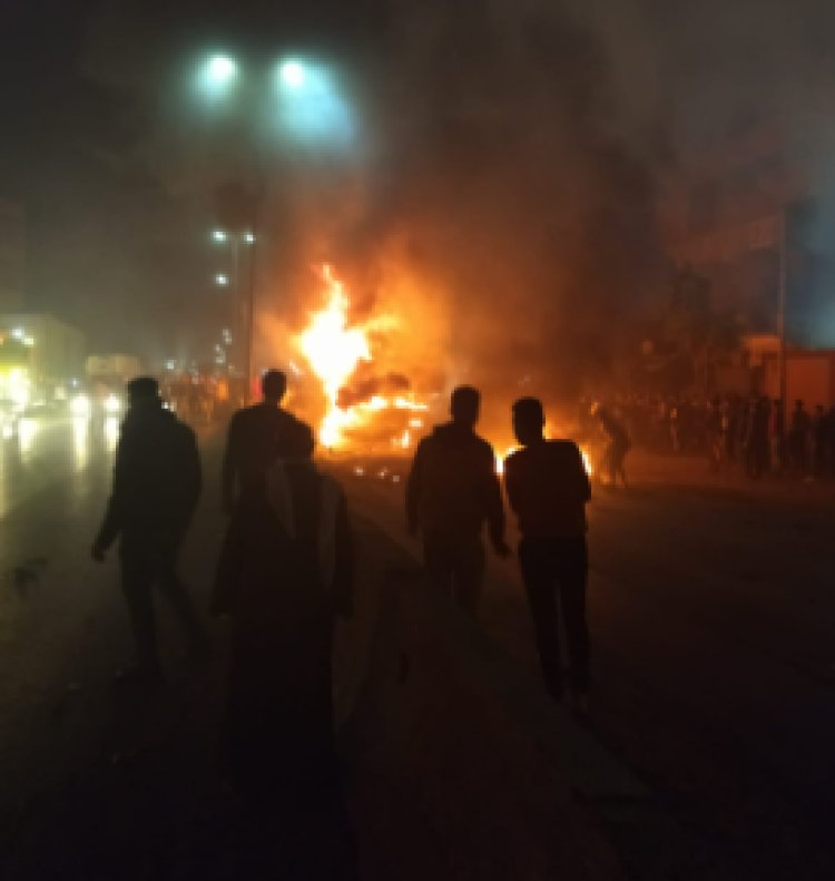 حريق هائل في سيارة بالقليوبية (صور)