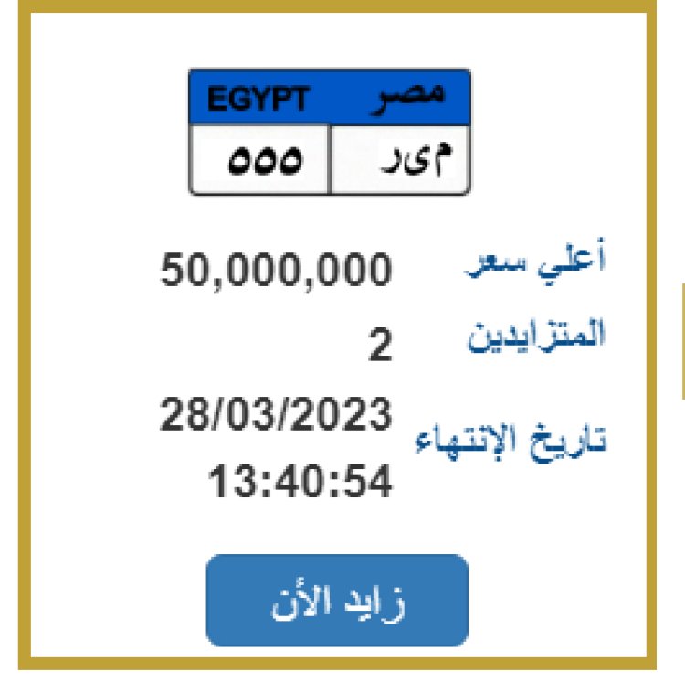 بوابة مصر المرورية.. سعر لوحة سيارة يصل إلى 50 مليون جنيه