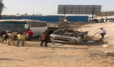 إصابة 6 أشخاص في سقوط ميكروباص من أعلى كوبري بالهرم