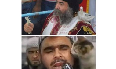 بعد واقعة القطة مع الإمام الجزائري.. حمامة تقف على كتف قسيس في الكنيسة