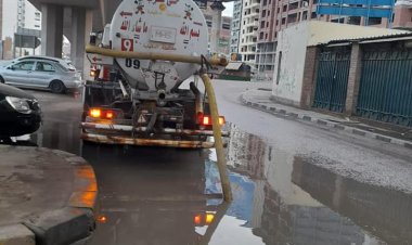 استمرار أعمال شفط وكسح تجمعات مياه الأمطار بشوارع وميادين الدقهلية