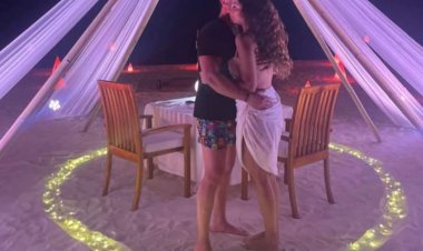 نادين نجيم تشعل السوشيال ميديا بصور مثيرة مع خطيبها في المالديف