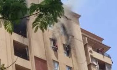 نشوب حريق هائل في عقار  بالعجوزة