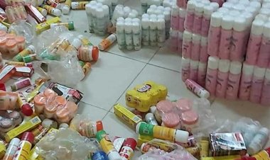 ضبط كميات كبيرة من مستحضرات التجميل مجهولة المصدر بالمطرية