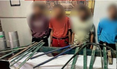 ضبط 4 أشخاص لقيامهم بسرقة أجزاء من السور الحديدي بأحد الكبارى في الوايلى 