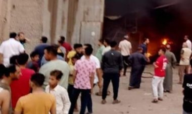 نشوب حريق هائل داخل مخزن كرتون  بمنطقة أبو النمرس