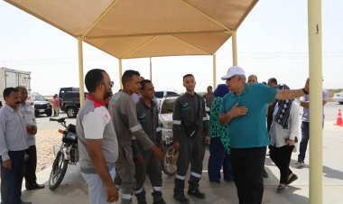 محافظ الوادي الجديد يتابع أعمال الإنشاءات بمشروع  محطة الغاز الطبيعي الدائمة