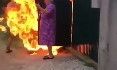 مُسن  يلقي قاذف لهب على جاره ويصيب أخرى في رقبتها