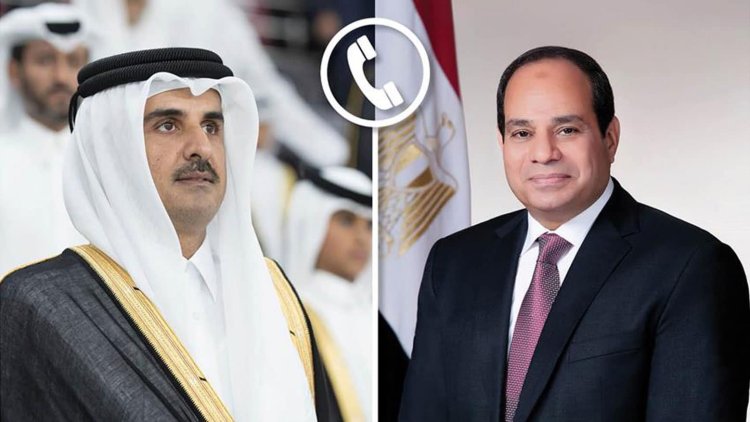 الرئيس السيسي يجري اتصالا هاتفيا مع الشيخ تميم أمير دولة قطر