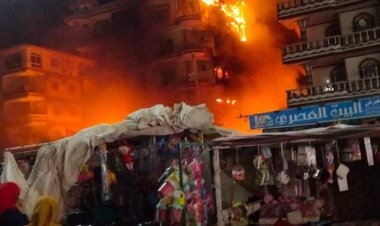 شاهد| اللحظات الأولى لحريق سوق جمصة.. والحماية المدنية تدفع بـ10 سيارات