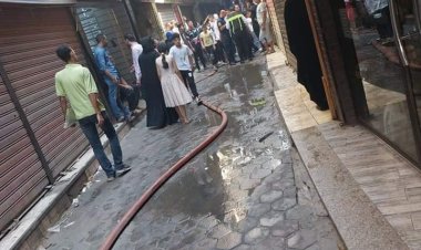 إخماد حريق منزل  بحدائق القبة  بعد كارثة العقار المنهار